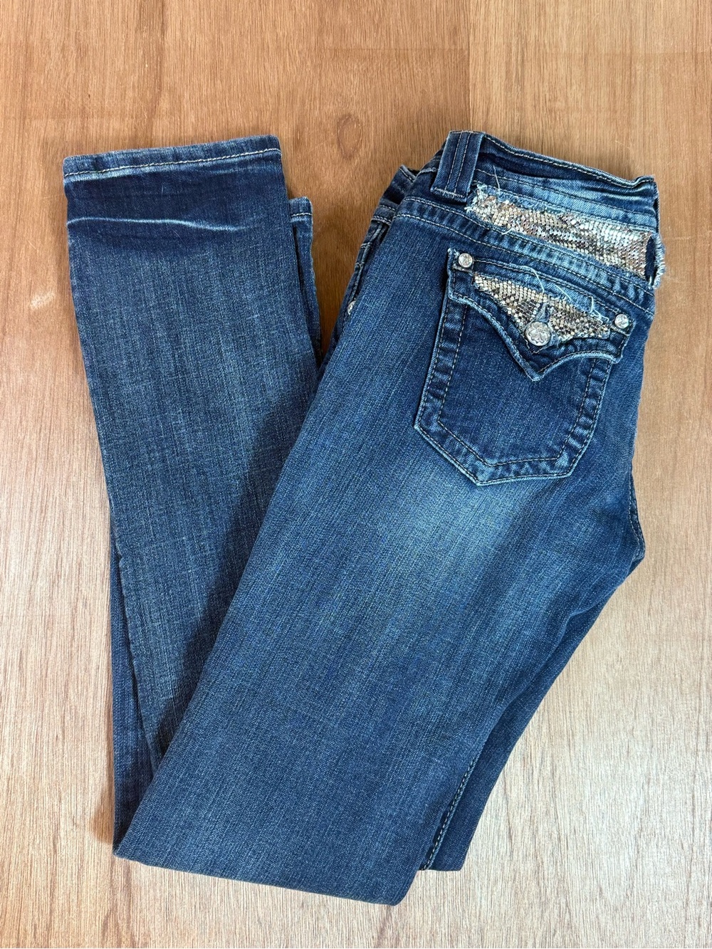 Miss Me Modello Studded Embellished Skinny Jeans Blue Denim Size 30